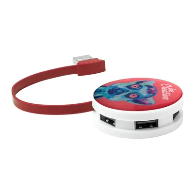 Niyel USB Hub, with 4 ports, USB 2.0, white with red cable