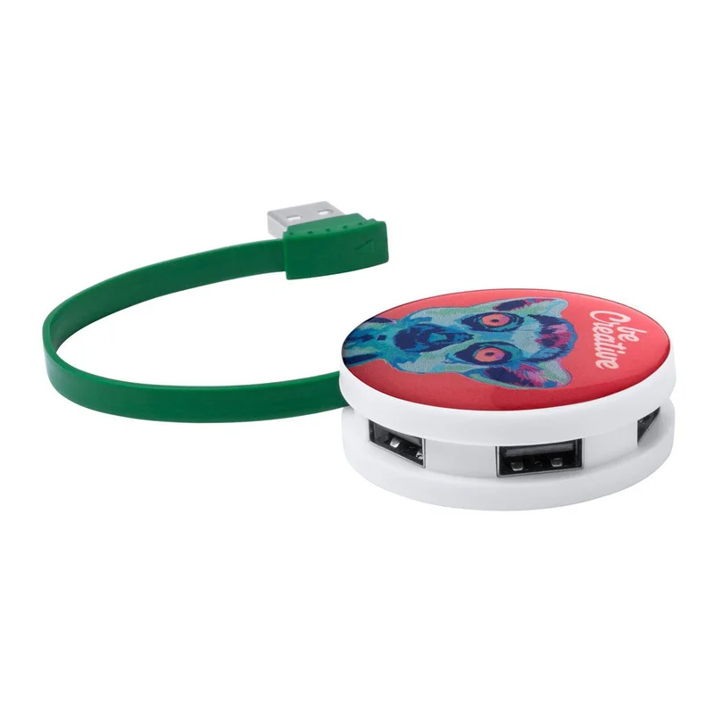 Niyel USB Hub, 4 ports, USB 2.0, white with green cable