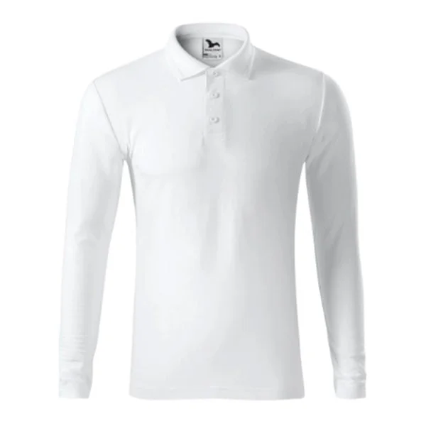 Malfini Men's Pique Polo 221 Long Sleeve Top, Size S, White