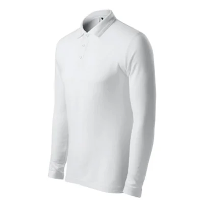 Malfini Men's Pique Polo 221 Long Sleeve Top, Size XL, White