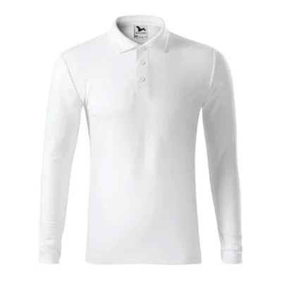 Malfini Men's Pique Polo 221 Long Sleeve Top, Size XL, White
