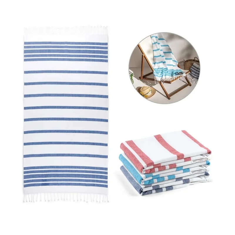 Hi!dea Beach Towel Sardenha, cotton, 90 x 170 cm, dark blue