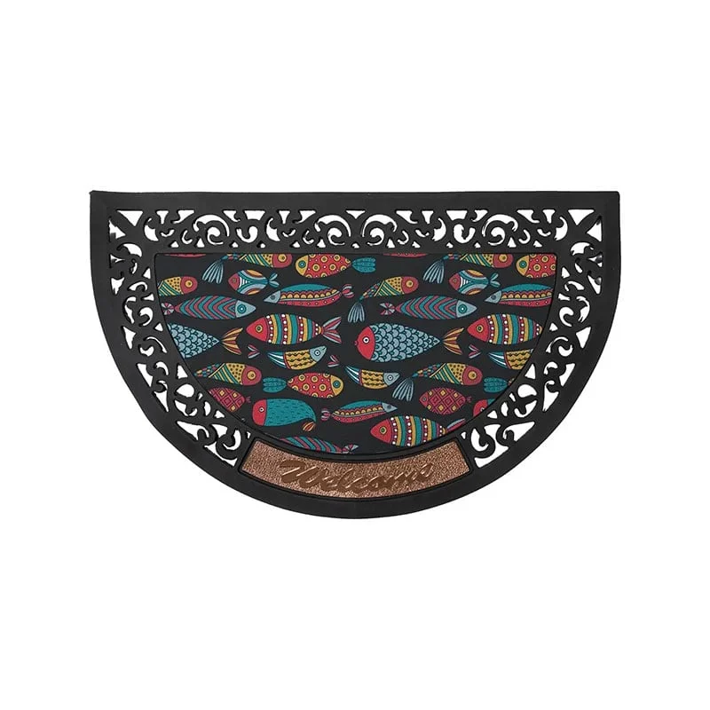 BESTSUB Semi-Circular Felt Door Mat, 80 x 50 cm