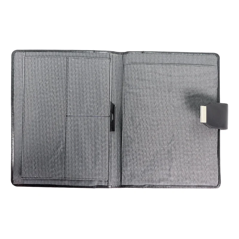 Folder 903, genuine leather, with buckle, black
