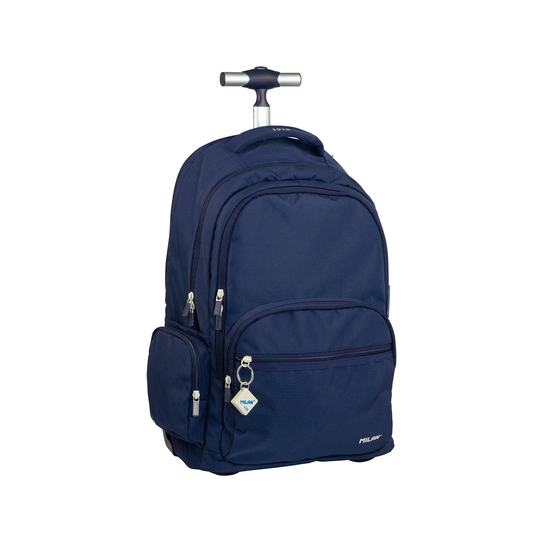 Milan Backpack 1918, with wheels, 6 zippers, 25 L, dark blue