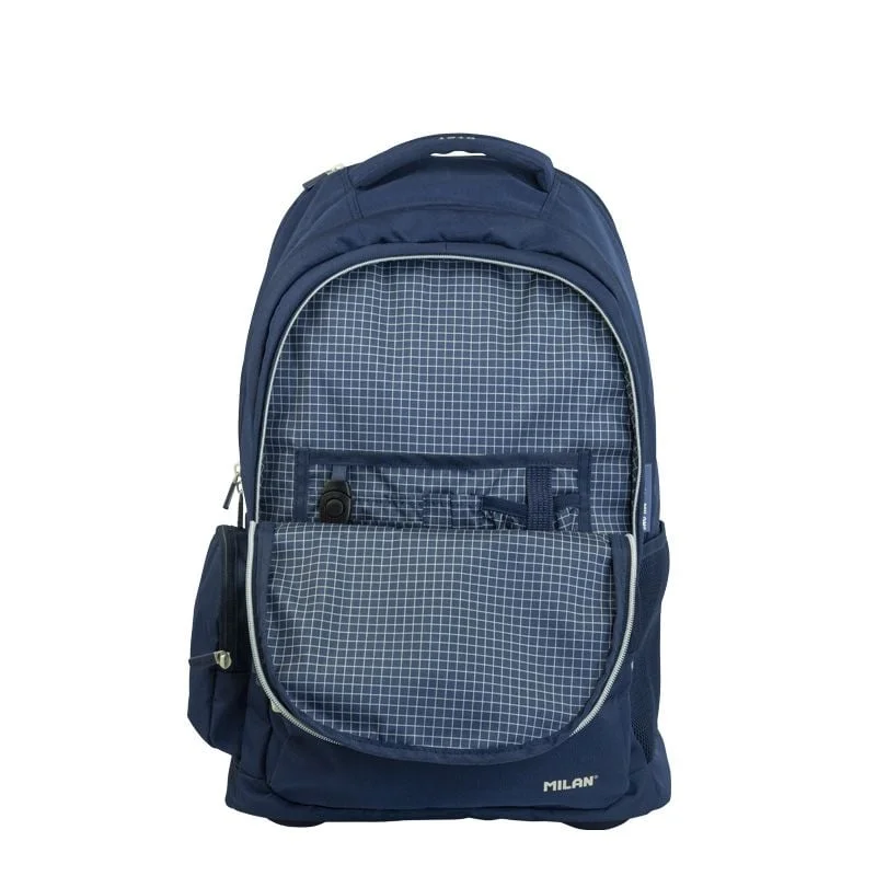 Milan Backpack 1918, with wheels, 6 zippers, 25 L, dark blue
