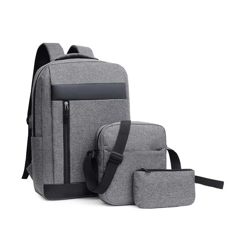 Casablanca Laptop Backpack Set, bag and pouch, 3 in 1, polyester, gray