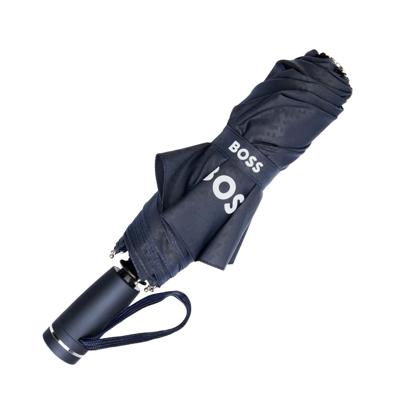 Hugo Boss Umbrella Pocket Double B, foldable, dark blue