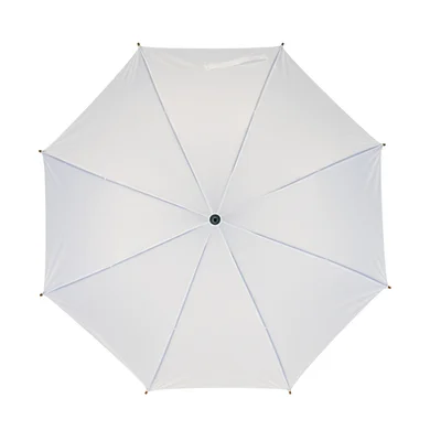 Office 1 Чадър, автоматичен, с извита дървена дръжка, 103 cm, с брандиране, бял, 50 броя