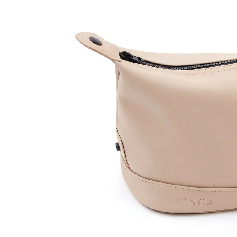 Toiletry bag Vinga Baltimore, cosmetic, nubuck PU, beige