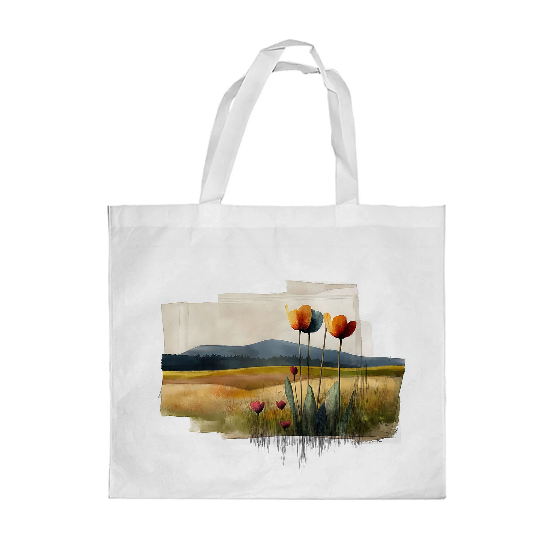 Gift&Go Торбичка Nature - Лалета, полиестерна, 38 х 39 cm, бяла