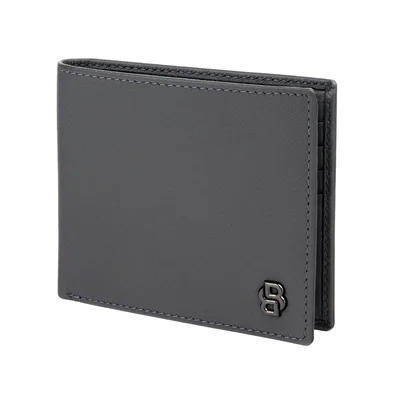 Hugo Boss Портфейл Saffiano Double B, сив