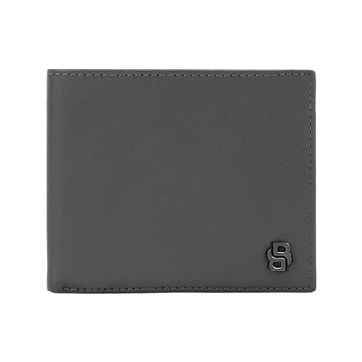 Hugo Boss Card wallet Saffiano Double B, with flap, grey