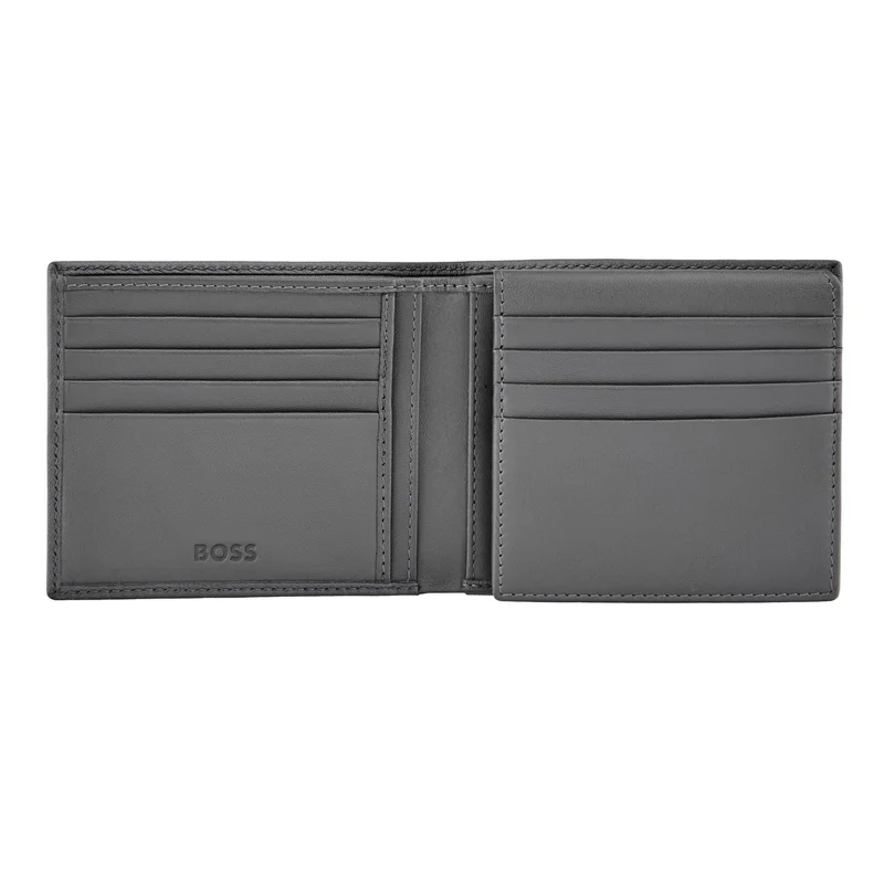 Hugo Boss Card wallet Saffiano Double B, with flap, grey