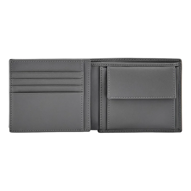 Hugo Boss Wallet Saffiano Double B, with flap and coin pocket, grey