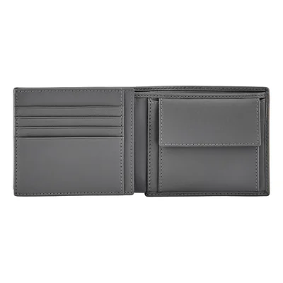 Hugo Boss Wallet Saffiano Double B, with flap and coin pocket, grey