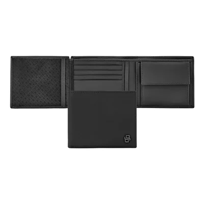 Hugo Boss Портфейл Saffiano Double B, с капак и отделение за монети, черен