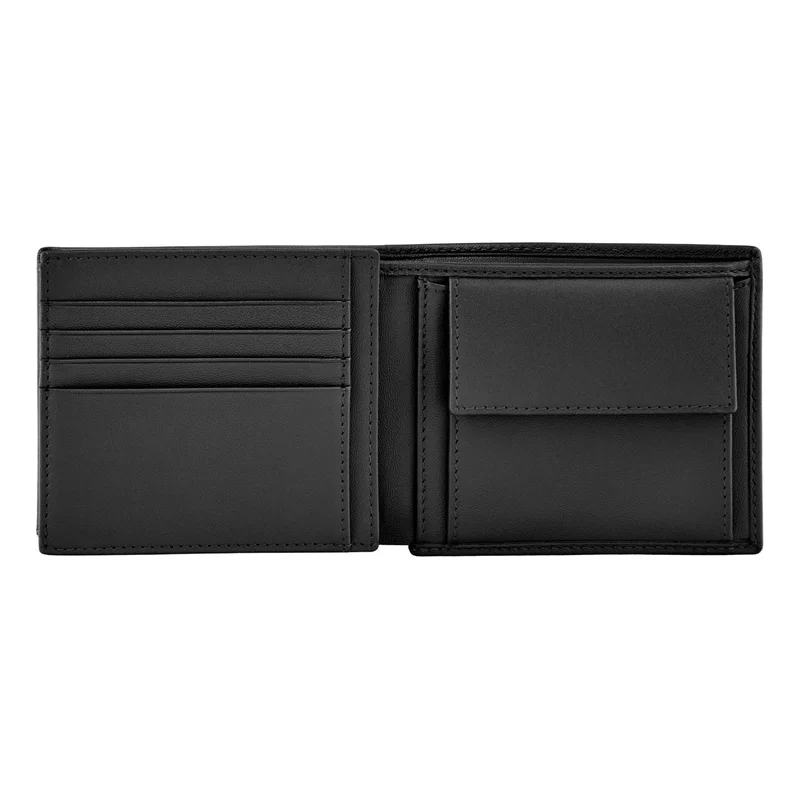 Hugo Boss Портфейл Saffiano Double B, с капак и отделение за монети, черен