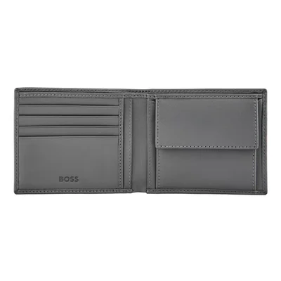 Hugo Boss Wallet Saffiano Double B, with coin pocket, grey