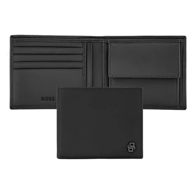 Hugo Boss Wallet Saffiano Double B, with coin pocket, black