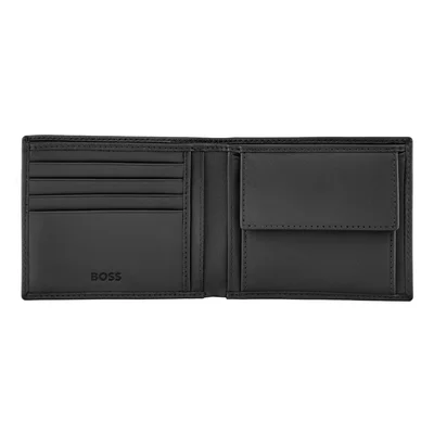 Hugo Boss Wallet Saffiano Double B, with coin pocket, black