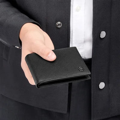 Hugo Boss Wallet Saffiano Double B, with coin pocket, black