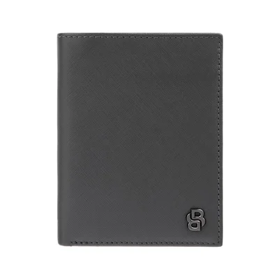 Hugo Boss Wallet Saffiano, with flap and coin pocket, grey