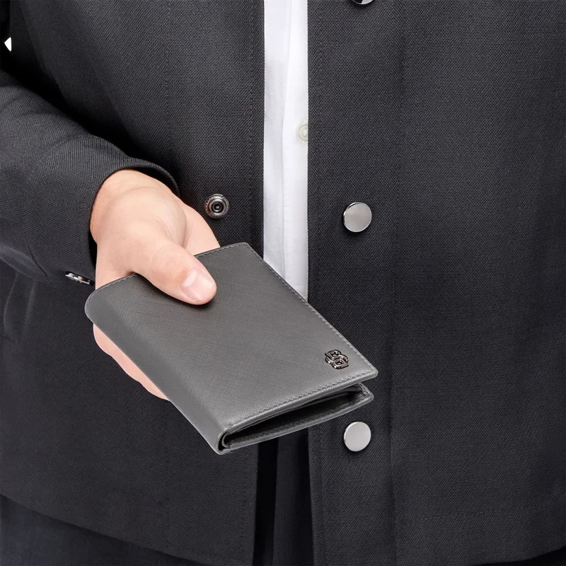 Hugo Boss Wallet Saffiano, with flap and coin pocket, grey