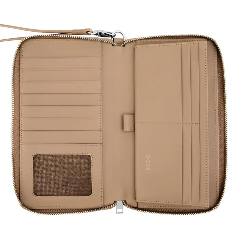 Hugo Boss Портфейл за пътуване Classic Grained, карамел