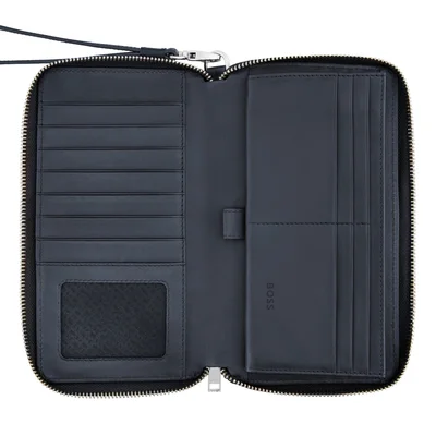 Hugo Boss Портфейл за пътуване Classic Grained, тъмносин