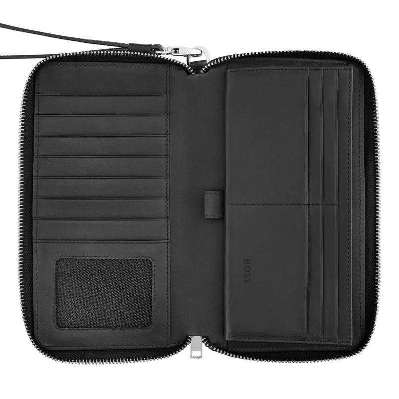 Hugo Boss Портфейл за пътуване Classic Grained, черен
