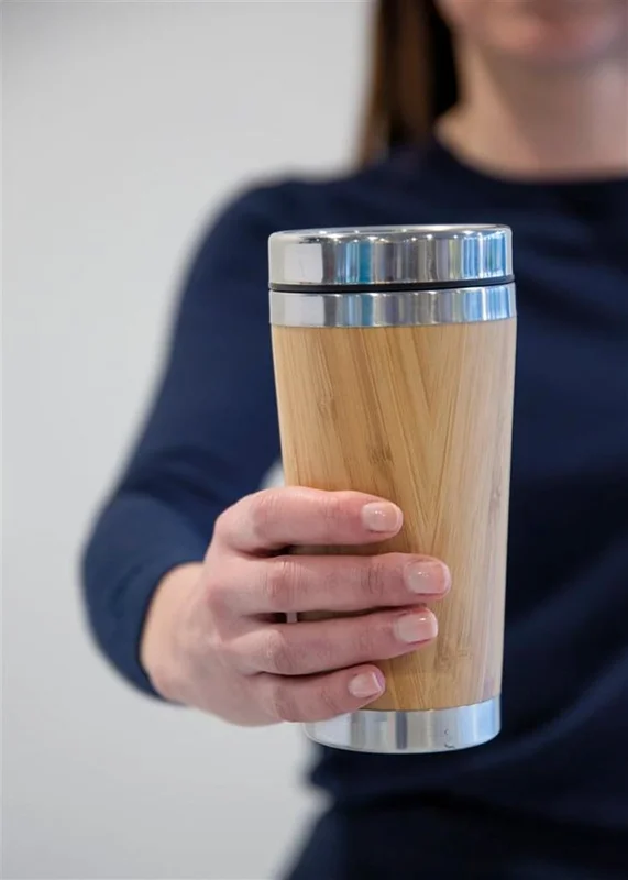 Sasa Thermal mug, stainless steel and bamboo, 450 ml