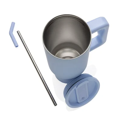 Thermal mug Embrace, metal, with lid, 900 ml, light blue
