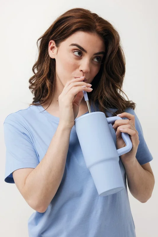 Thermal mug Embrace, metal, with lid, 900 ml, light blue
