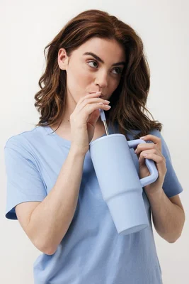 Thermal mug Embrace, metal, with lid, 900 ml, light blue