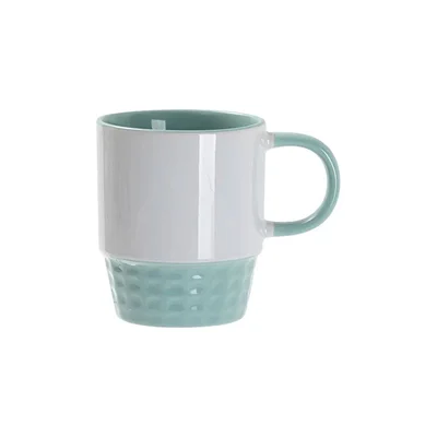 BESTSUB Stacking Ceramic Mug, colored interior and handle, 300 ml, green