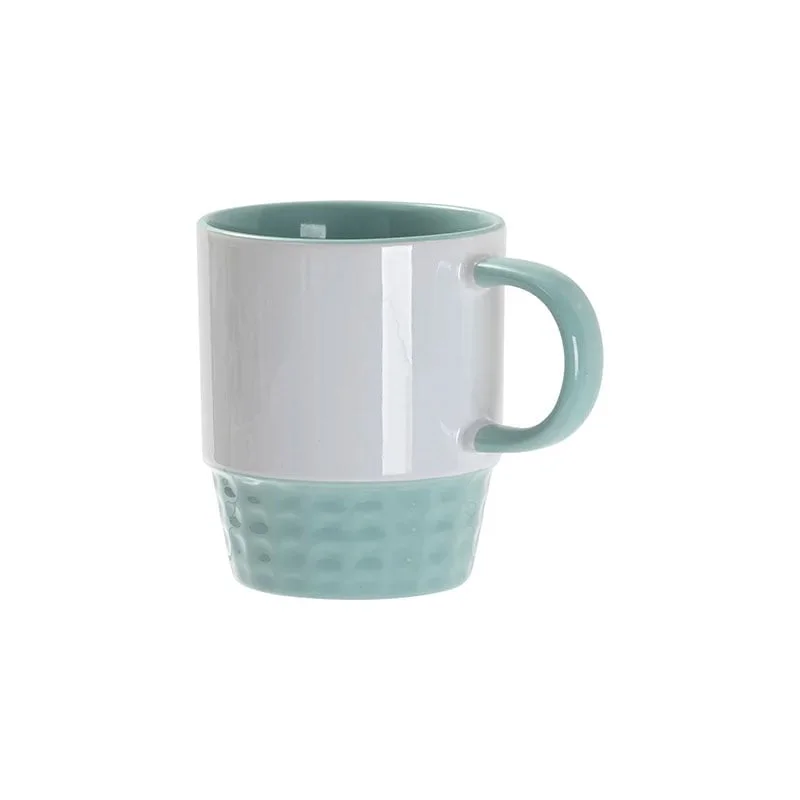 BESTSUB Stacking Ceramic Mug, colored interior and handle, 300 ml, green