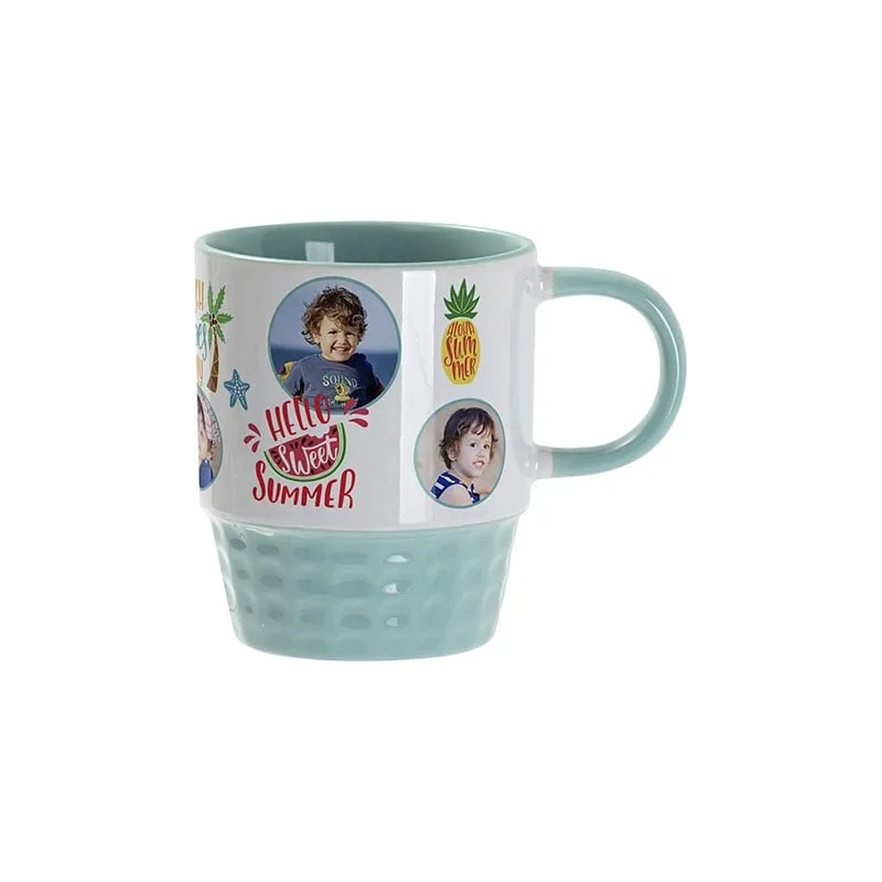 BESTSUB Stacking Ceramic Mug, colored interior and handle, 300 ml, green