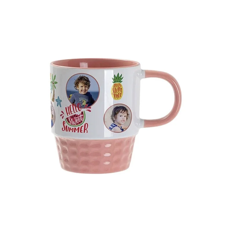 BESTSUB Stacking Ceramic Mug, colored interior and handle, 300 ml, pink