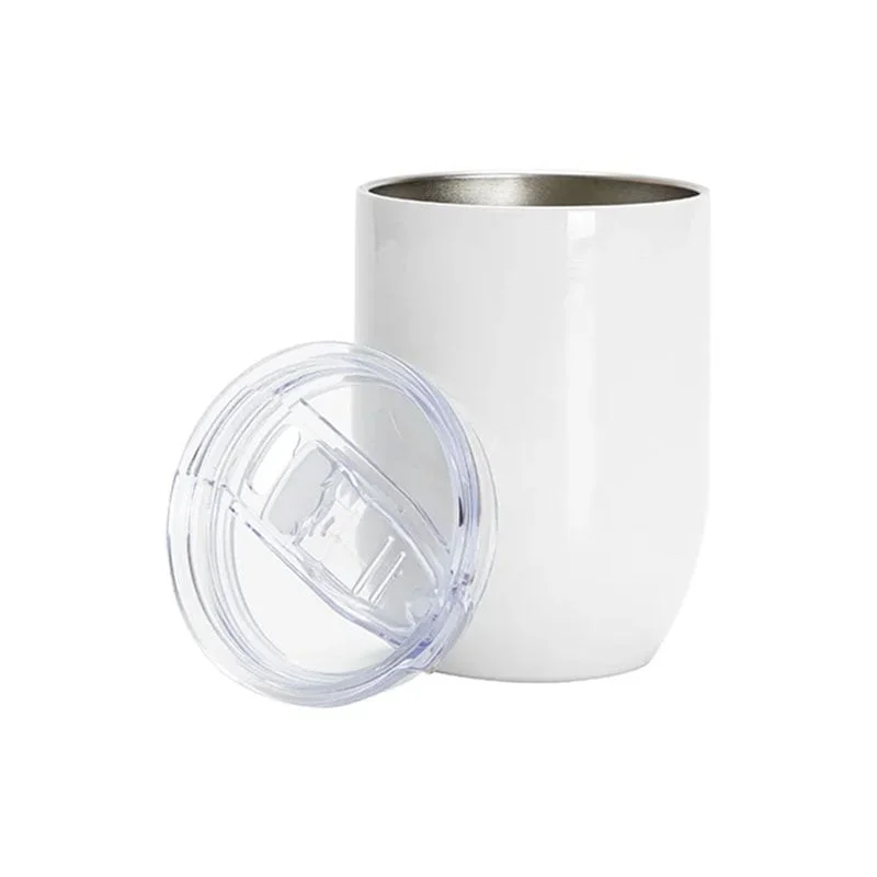 BESTSUB Stainless Steel Wine Cup with Lid, 450 ml, white
