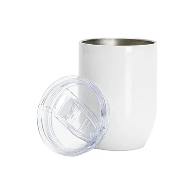 BESTSUB Stainless Steel Wine Cup with Lid, 450 ml, white