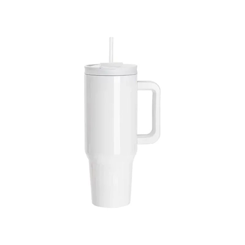 BESTSUB Mug with Handle, Straw and Lid, 1200 ml, white