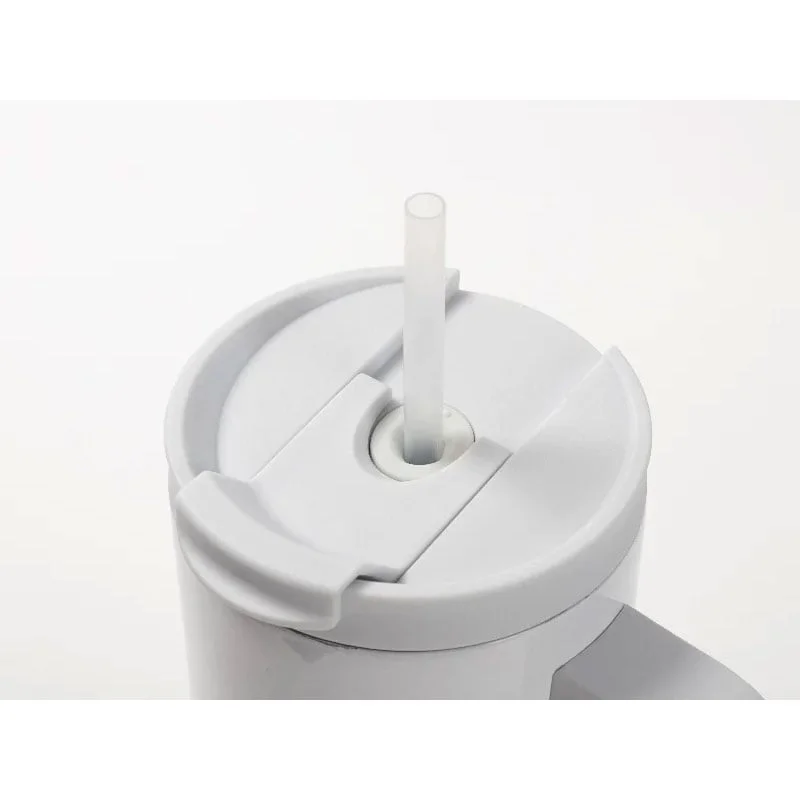 BESTSUB Mug with Handle, Straw and Lid, 1200 ml, white