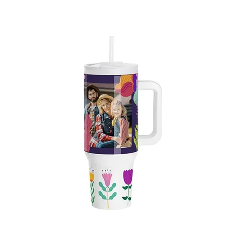 BESTSUB Mug with Handle, Straw and Lid, 1200 ml, white