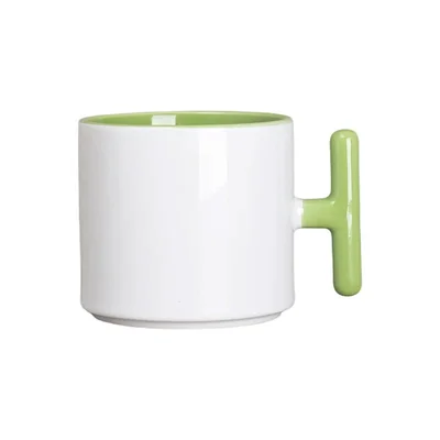BESTSUB Ceramic Mug with T-Handle, 270 ml, white-green
