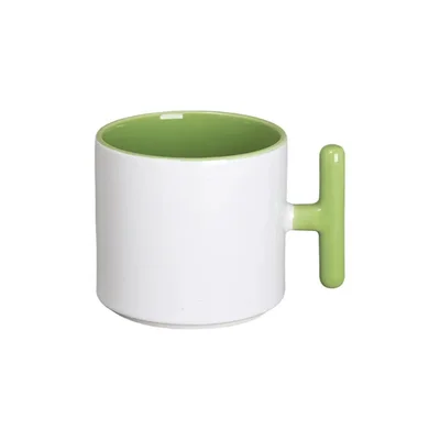 BESTSUB Ceramic Mug with T-Handle, 270 ml, white-green
