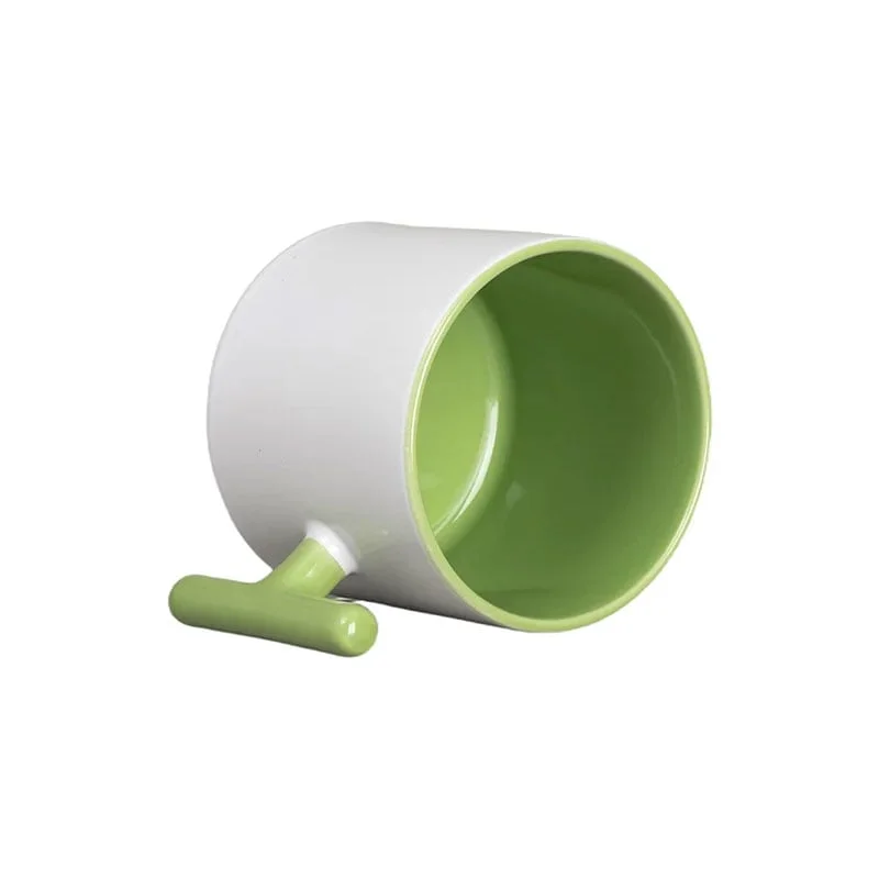 BESTSUB Ceramic Mug with T-Handle, 270 ml, white-green