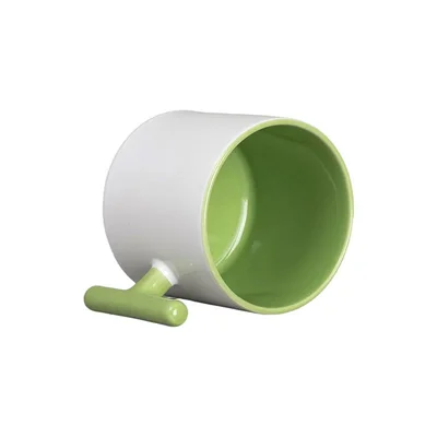 BESTSUB Ceramic Mug with T-Handle, 270 ml, white-green