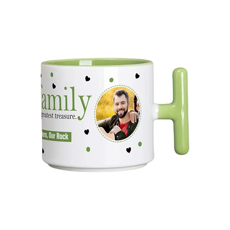 BESTSUB Ceramic Mug with T-Handle, 270 ml, white-green