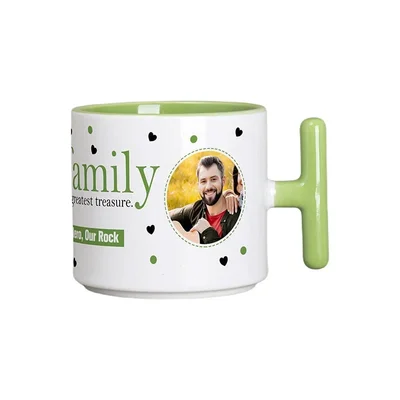 BESTSUB Ceramic Mug with T-Handle, 270 ml, white-green